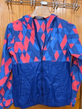 Under Armour Blue and Red Geometric Hooded Jacket